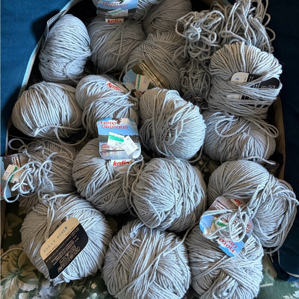 Katia New Orleans Light Gray Cotton Tencel Luxury Yarn - Multiple Skeins 16 plus